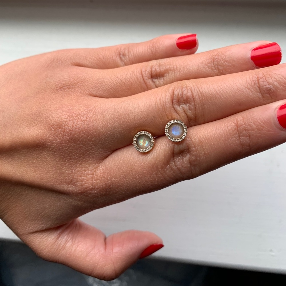 Monica Vinader Moonstone and Diamond Earrings